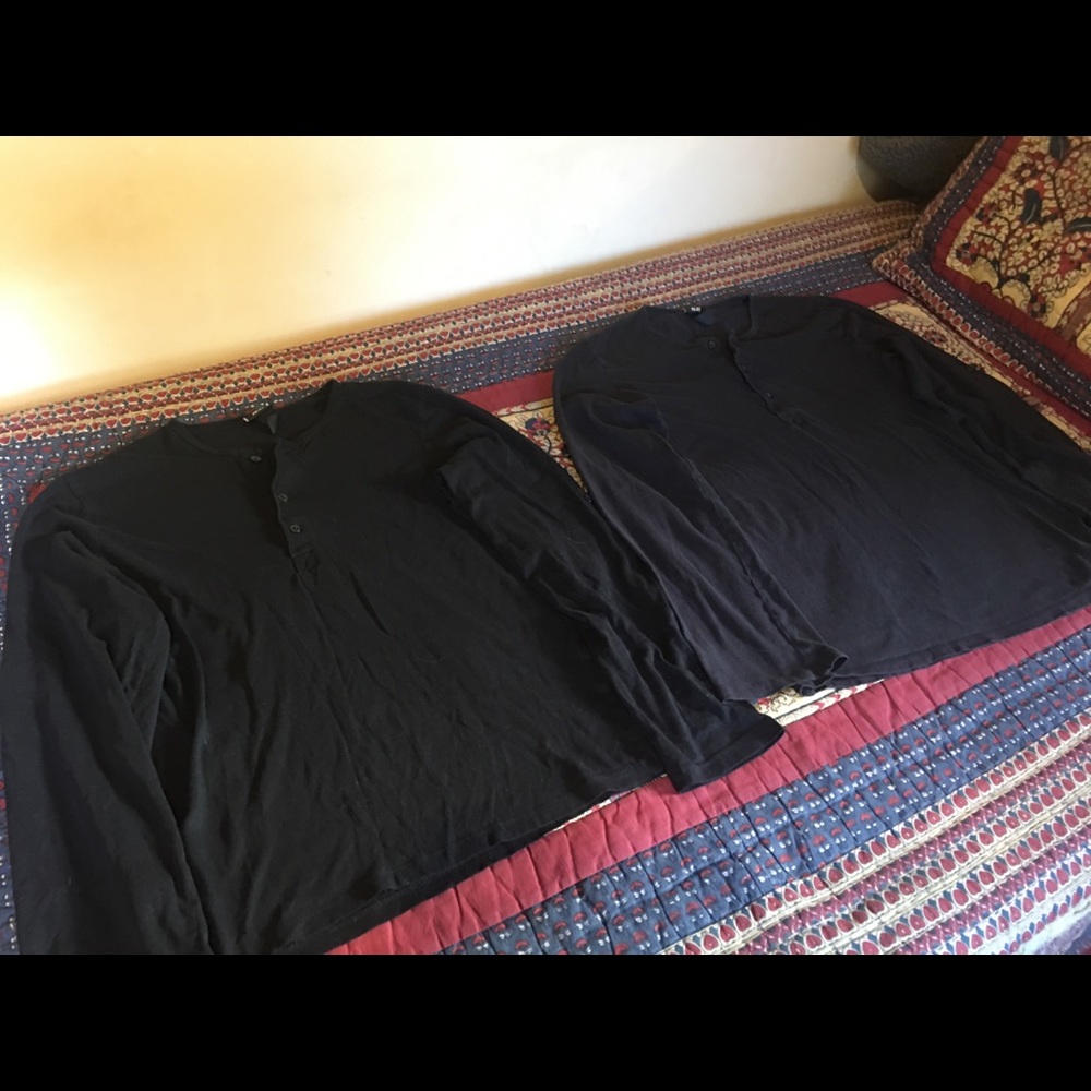 Two Lightweight Black H&M Jersey Henleys Size S
